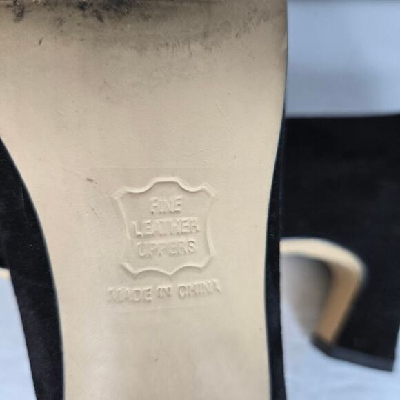 Ros Hommerson Women's Black Suede Square-Toe Heels - Size 9.5N - Picture 8 of 12